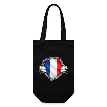 French Flag Torn Patriotic Style France - Gift Bag for Bottles - black - Front
