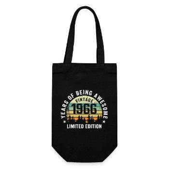 Legendär seit 1966, Vintage Edition 1966 Retro - Geschenkbeutel für Flaschen - Schwarz - Vorne