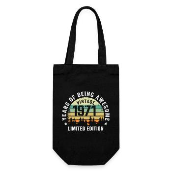 Legendär seit 1971, Vintage Edition 1971 Retro - Geschenkbeutel für Flaschen - Schwarz - Vorne
