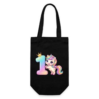 Je suis 1 fille licorne Kawaii Anniversaire - Sac à bouteille - noir - Devant
