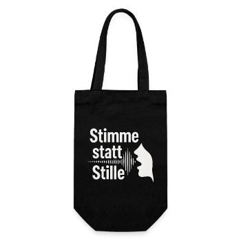 Stimme statt Stille Meinungsfreiheit Spruch - Geschenkbeutel für Flaschen - Schwarz - Vorne