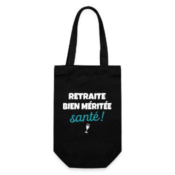 Cadeau Départ Retraite Humour Phrase Drôle Santé - Sac à bouteille - noir - Devant