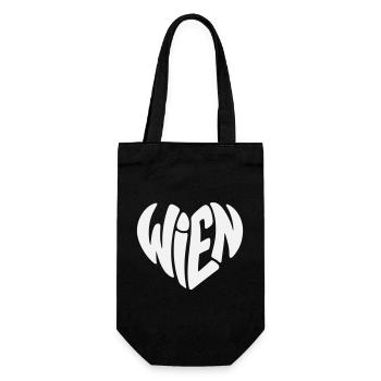 Wien Typo Herz  - Geschenkbeutel für Flaschen - Schwarz - Vorne