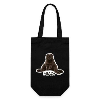 The ultimate Scottish Fold chill vibe – "Miao." - Gift Bag for Bottles - black - Front