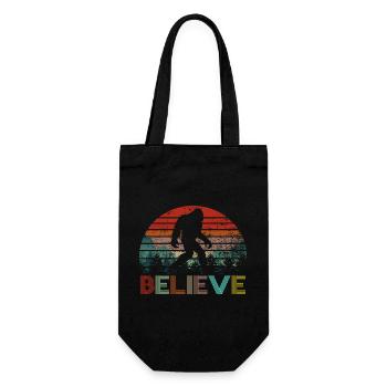 Glauben Sie an Bigfoot Vintage Retro Sasquatch Geschenk - Geschenkbeutel für Flaschen - Schwarz - Vorne