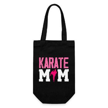 Karate Mama Kampfsport Mutter Kämpferin Pink - Geschenkbeutel für Flaschen - Schwarz - Vorne