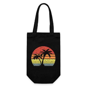 Palme Retro Sonne - Geschenkbeutel für Flaschen - Schwarz - Vorne