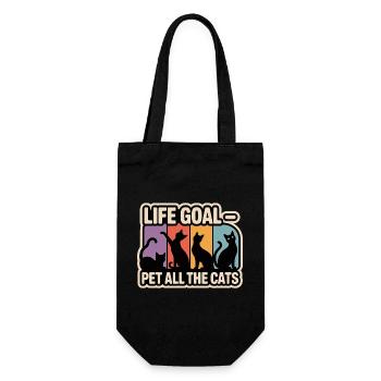 Life Goal Pet All The Cats Lustige Retro - Geschenkbeutel für Flaschen - Schwarz - Vorne