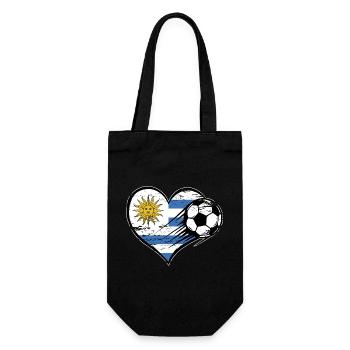 Uruguay Flagge Fußball mit Herz used - Geschenkbeutel für Flaschen - Schwarz - Vorne