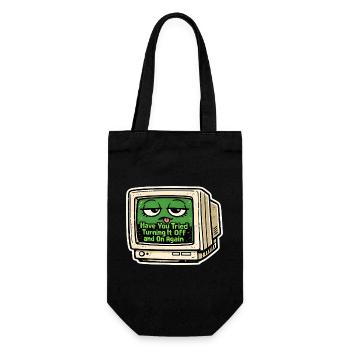 Blague sur l’écran rétro vert sur la tech - Sac à bouteille - noir - Devant