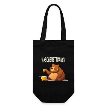 Naschbrettbauch Lustiger Honigbär - Geschenkbeutel für Flaschen - Schwarz - Vorne