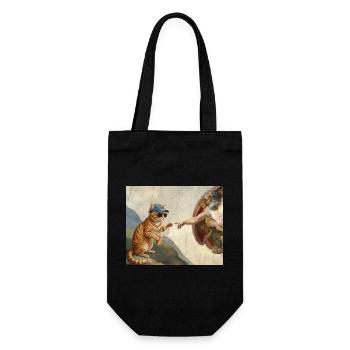 Chat gifle la main de Dieu Mème des chats drôles - Sac à bouteille - noir - Devant