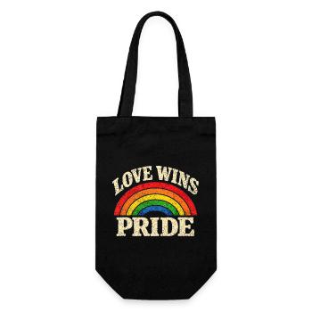 Love Wins Pride Regenbogen CSD LGBTQ Community - Geschenkbeutel für Flaschen - Schwarz - Vorne