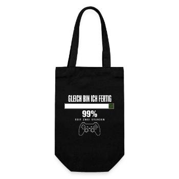 Gleich bin ich fertig Gamer Zocker Herren Jungs - Geschenkbeutel für Flaschen - Schwarz - Vorne