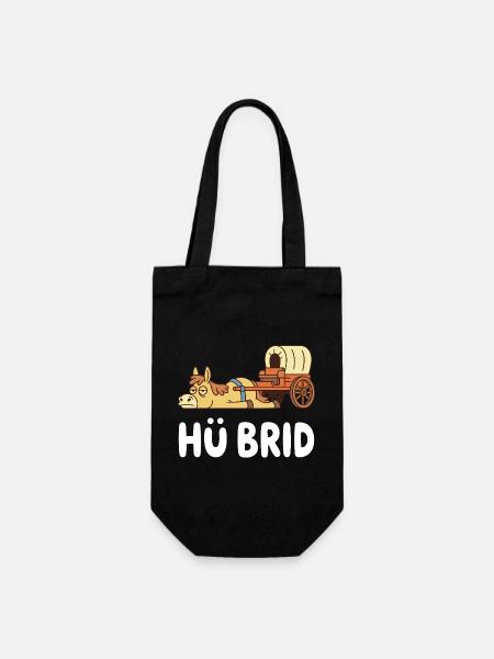 Hü-Brid Lustiges Hybrid Pferd Wortspiel - Geschenkbeutel für Flaschen - Schwarz