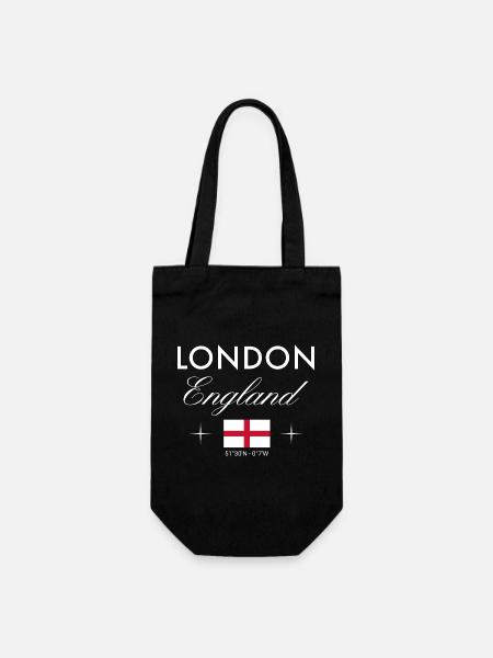 London England Koordinaten Reise Souvenir - Geschenkbeutel für Flaschen - Schwarz