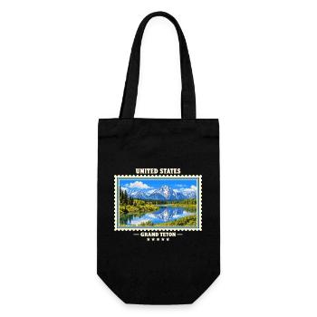 Vereinigte Staaten Grand Teton Vintage Reisemarke - Geschenkbeutel für Flaschen - Schwarz - Vorne