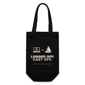 Logged Off. Cast Off. – Segler Shirt - Geschenkbeutel für Flaschen - Schwarz - Vorne