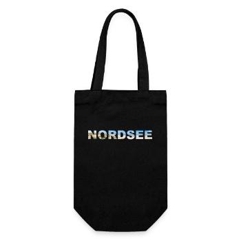 Nordsee Panorama Schriftzug - Geschenkbeutel für Flaschen - Schwarz - Vorne