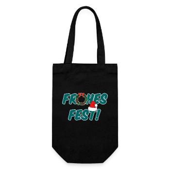 Frohes Fest Weihnachten Christmas Geschenk - Geschenkbeutel für Flaschen - Schwarz - Vorne