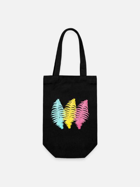 Pastel Palm Trio Print - Gift Bag for Bottles - black