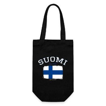 Finland flag with Helsinki reference - Gift Bag for Bottles - black - Front