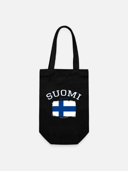 Drapeau de la Finlande avec référence à Helsinki - Sac à bouteille - noir