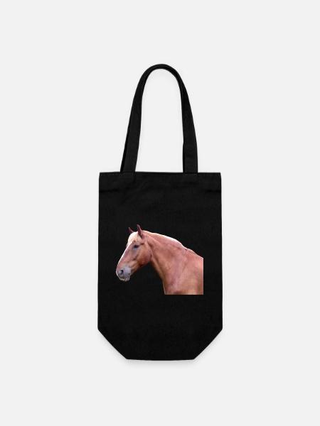 Pferdekopf Pferd Dressurpferd Pferderasse Reiter - Geschenkbeutel für Flaschen - Schwarz