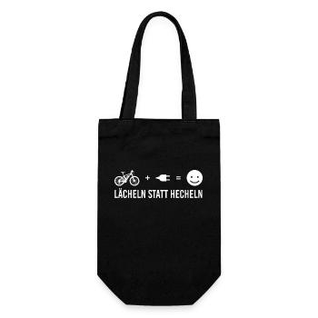 Lächeln Statt Hecheln Fahrrad E-bike Ebike Akku - Geschenkbeutel für Flaschen - Schwarz - Vorne