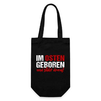 Im Osten Geboren Und Stolz Drauf! DDR Ossi Motto - Geschenkbeutel für Flaschen - Schwarz - Vorne
