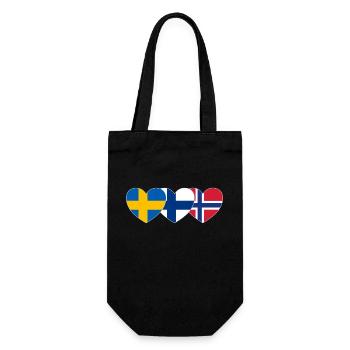 Suède Finlande Norvège Drapeau Cœur - Sac à bouteille - noir - Devant