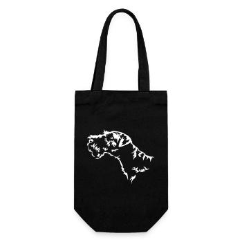 Welsh Terrier Kopf "Black Edition" - Geschenkbeutel für Flaschen - Schwarz - Vorne