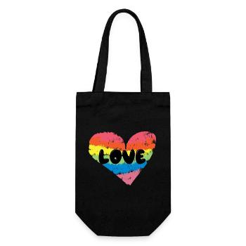 Cœur LGBT Amour Arc-en-ciel Droits Homosexuels - Sac à bouteille - noir - Devant