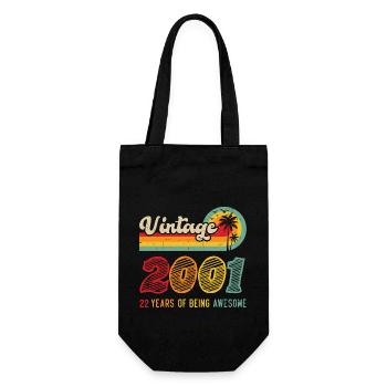 Vintage 2001, birthday gift 22 years - Gift Bag for Bottles - black - Front