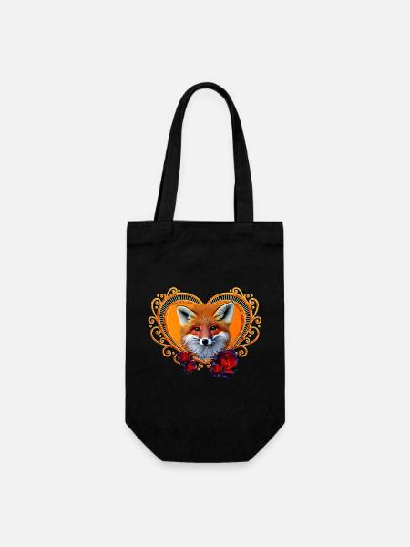 Wonderful fox head with heart - Gift Bag for Bottles - black