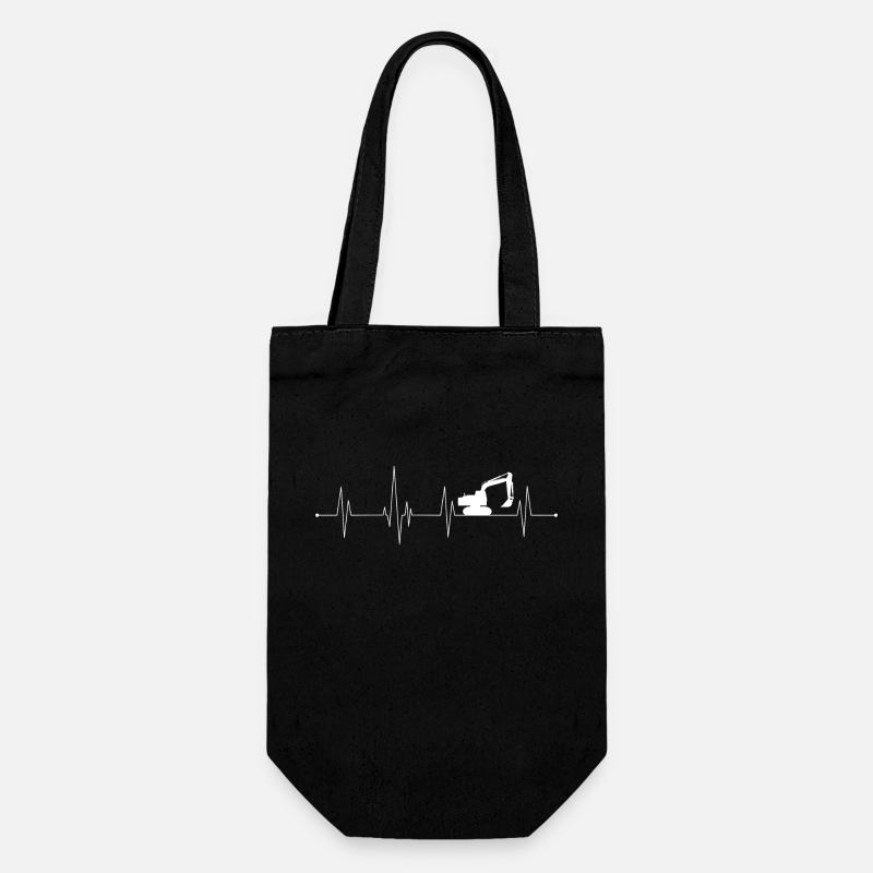 Bagger Herzschlag - Geschenkbeutel für Flaschen - Schwarz