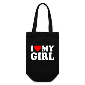 I love my girl - Geschenkbeutel für Flaschen - Schwarz - Vorne