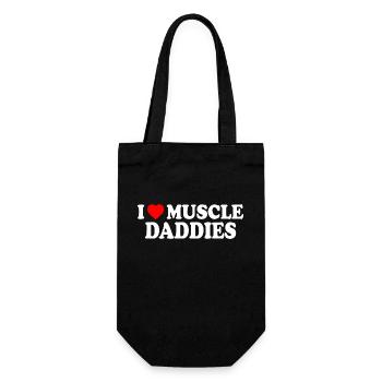 I love muscle daddies - Geschenkbeutel für Flaschen - Schwarz - Vorne