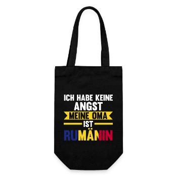 Ich habe keine Angst meine Oma ist Rumänin - Geschenkbeutel für Flaschen - Schwarz - Vorne
