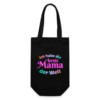 Ich habe die beste Mama der Welt - Geschenkbeutel für Flaschen - Schwarz - Vorne