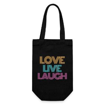 Liebe, Leben, Lachen, klein - Geschenkbeutel für Flaschen - Schwarz - Vorne
