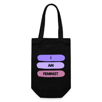 💜✊ I AM FEMINIST – Statement Shirt - Geschenkbeutel für Flaschen - Schwarz - Vorne