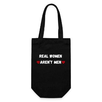 Real Women Aren't Men ,vintage sample text - Gift Bag for Bottles - black - Front