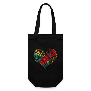 T-Shirt Adelia Wortwolke Herz Geschenkidee - Geschenkbeutel für Flaschen - Schwarz - Vorne