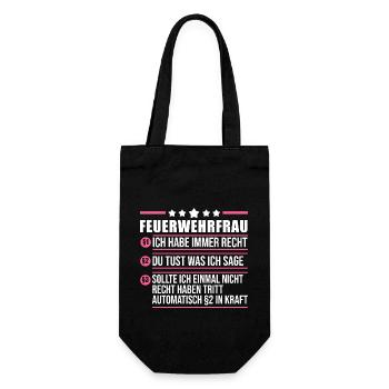 Feuerwehr Feuerwehrfrau - Geschenkbeutel für Flaschen - Schwarz - Vorne