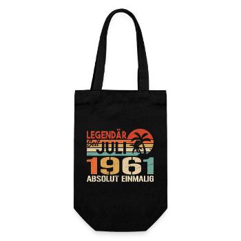 1961 Juli Geboren im Juli 1961 - Geschenkbeutel für Flaschen - Schwarz - Vorne