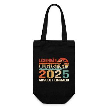 Geboren im August 2025 Funny Birthday Retro - Geschenkbeutel für Flaschen - Schwarz - Vorne