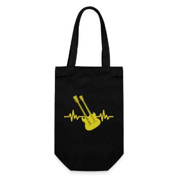 Herzschlag Gitarre - Rock 'n' Roll Punk Band Metal - Geschenkbeutel für Flaschen - Schwarz - Vorne