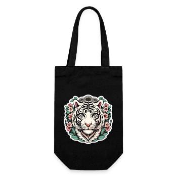 Tigre avec fleurs de cerisier japonais fleurs cadeau - Sac à bouteille - noir - Devant