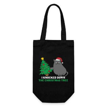 Katzen Geschenk- Weihnachten Geschenk Katze - Geschenkbeutel für Flaschen - Schwarz - Vorne